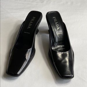 Prada black leather mules size US 11. Never worn.
